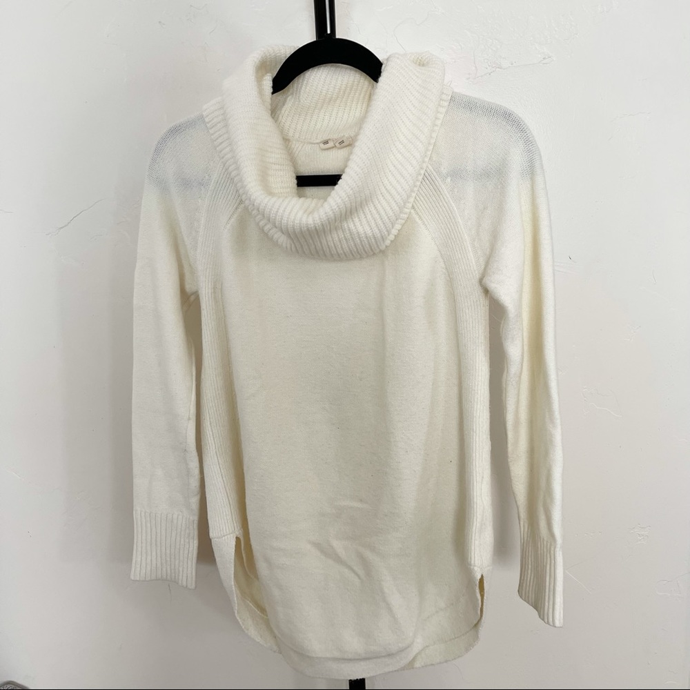 Anthropologie White Cowl Neck Sweater